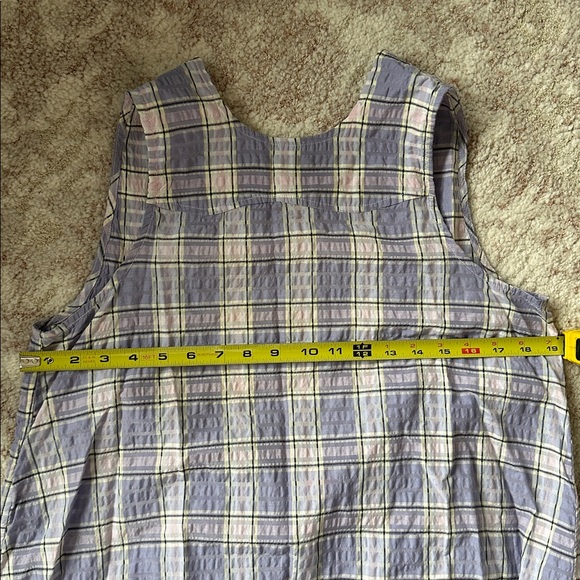 GANNI Seersucker Check Maxi Dress In Check Persian Violet, Size 36 - Picture 8 of 9